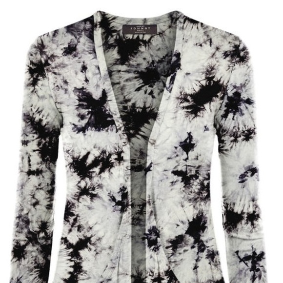 NEW SOFT TIE DYE BLACK WHITE CARDIGAN JACKET - Picture 3 of 4